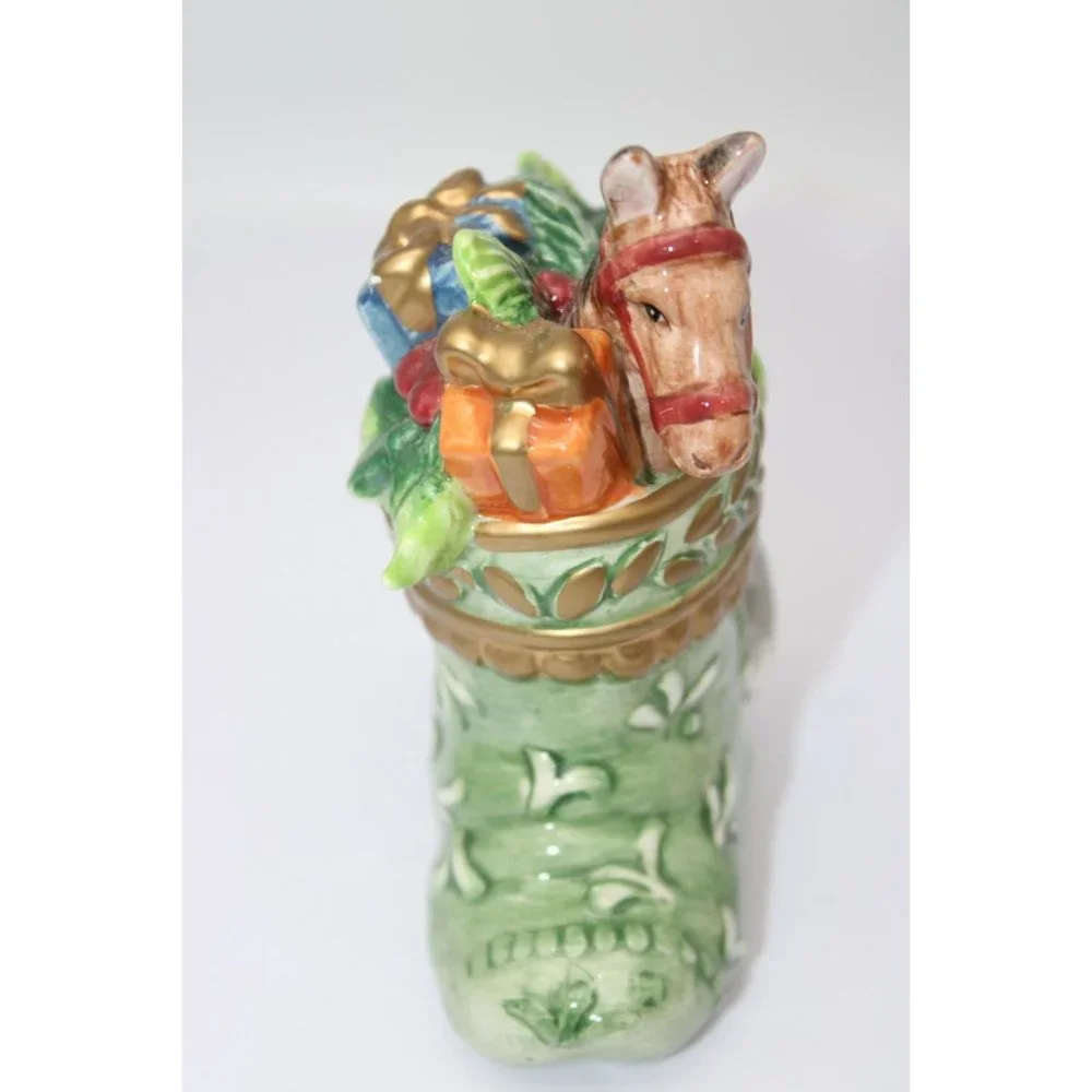 Salt & Pepper Shakers - Fitz & Floyd Gregorian Horse in Stocking & Dove on Gift